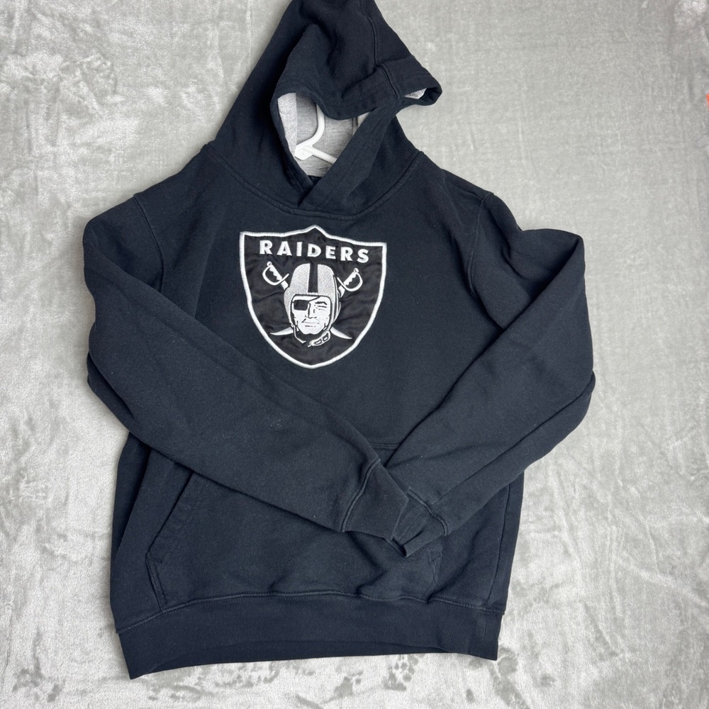 NFL Team Apparel Las Vegas Raiders Youth XL Hoodie Black Embroidered Logo Shield
